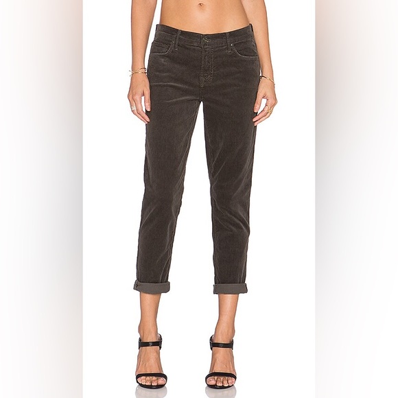 MOTHER Denim - Mother The Dropout Hopscotch Cropped Skinny Corduroy Jean Olive NWT